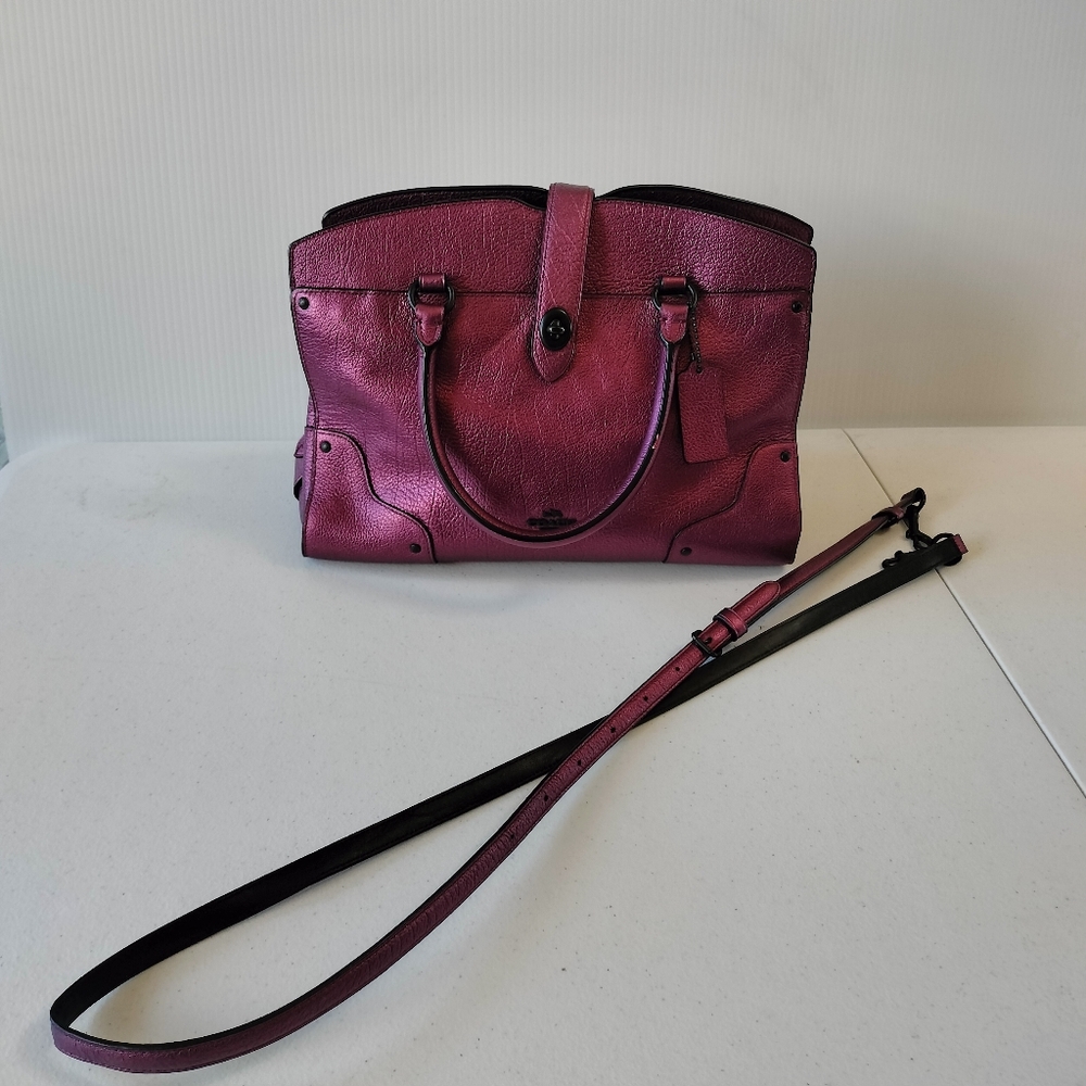 Coach Purple Leather Satchel - Picture 3 of 16